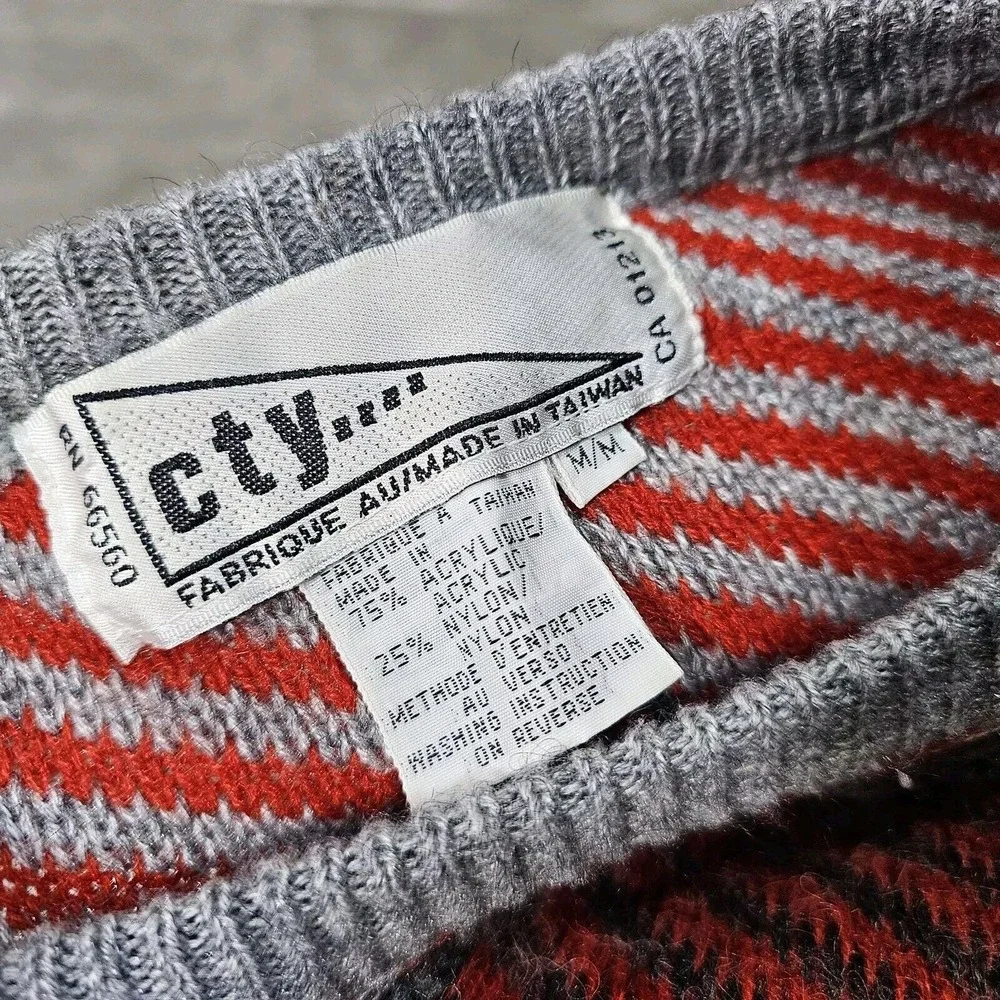 Vintage‎ 80s CTY Abstract Patchwork Knit Sweater Colorblock Artsy Cozy M